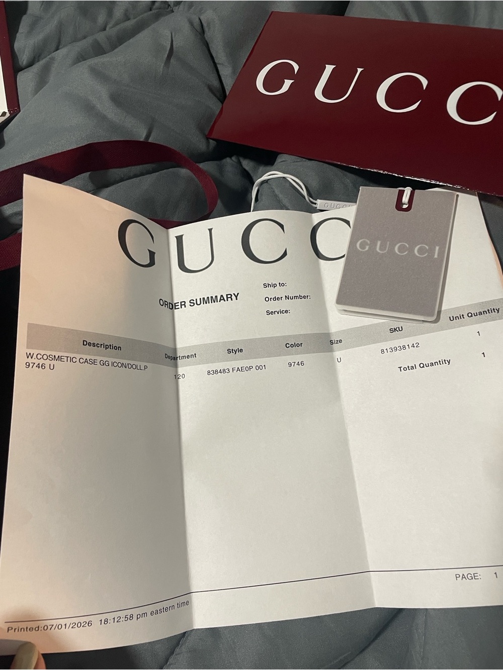 Gucci Beige GG Supreme Canvas Crossbody with Red-Green Web Stripe - Picture 9 of 9